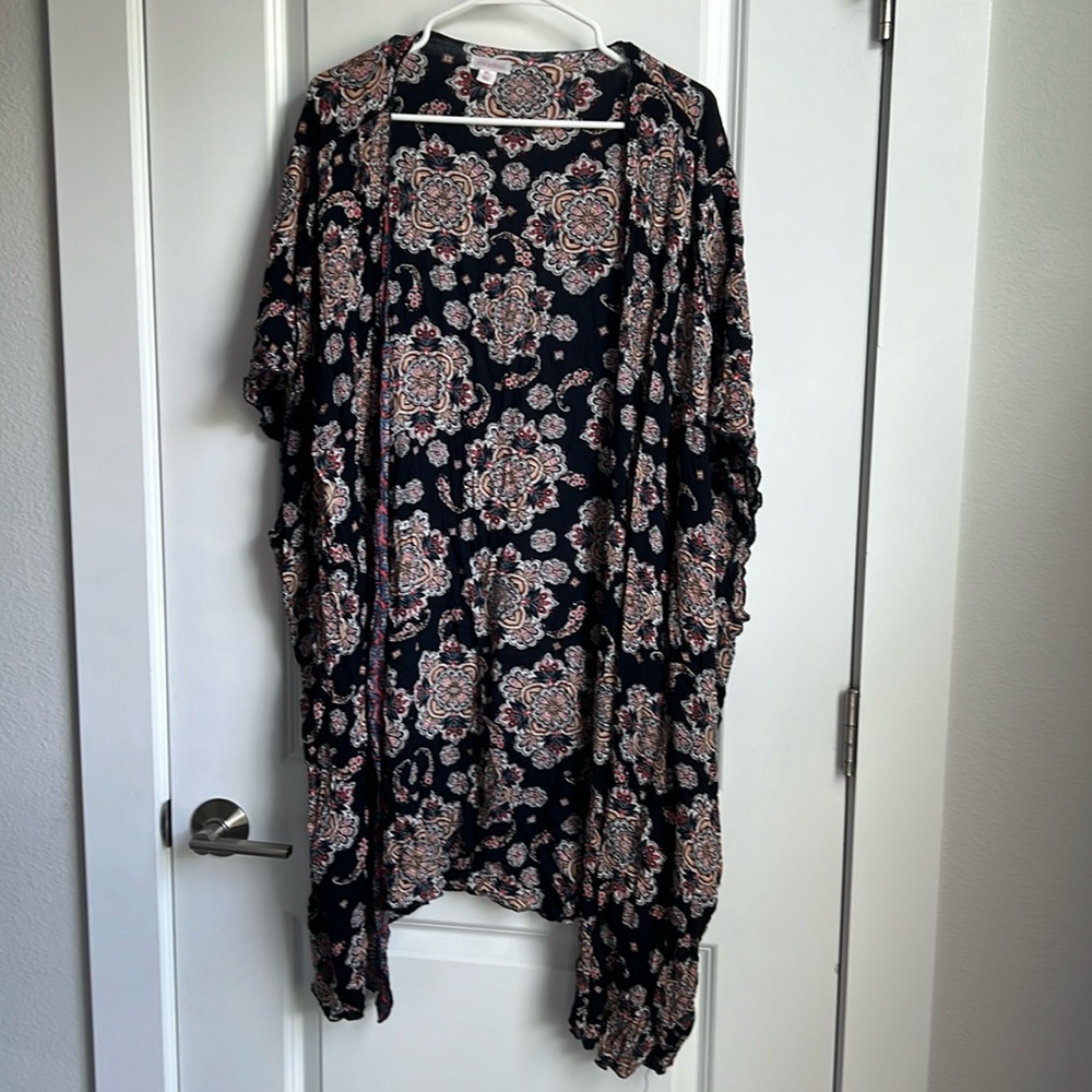 navy and flowered coverup M/L